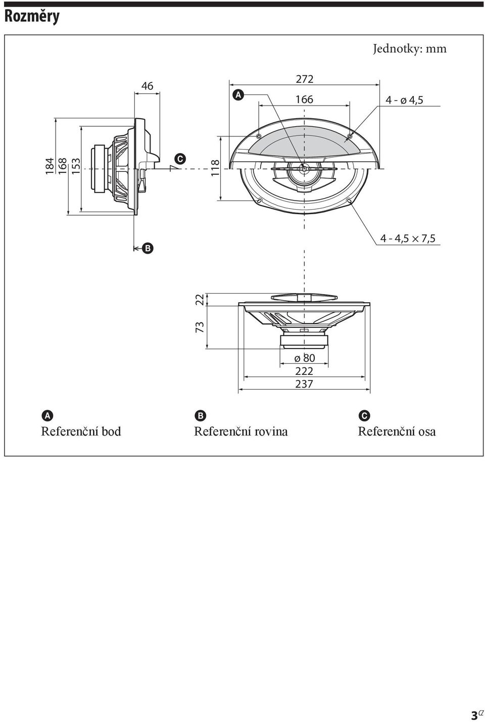 B 22 ø 80 222 237 A Referenční bod B