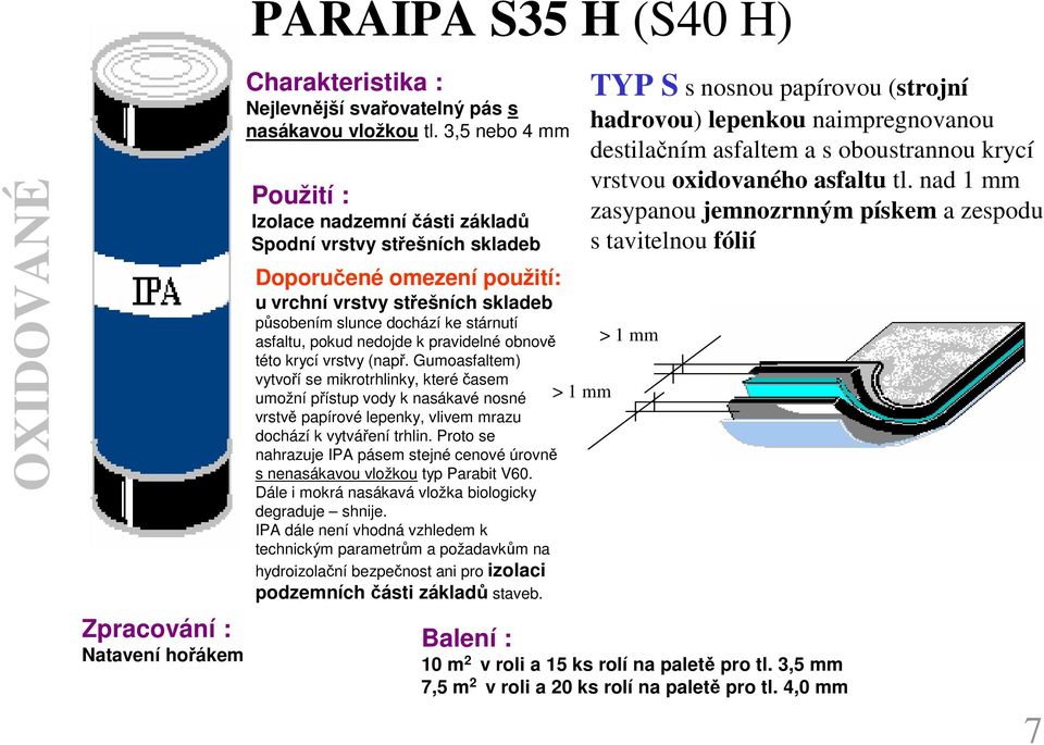 k pravidelné obnově této krycí vrstvy (např. Gumoasfaltem) vytvoří se mikrotrhlinky, kteréčasem umožní přístup vody k nasákavé nosné vrstvě papírové lepenky, vlivem mrazu dochází k vytváření trhlin.