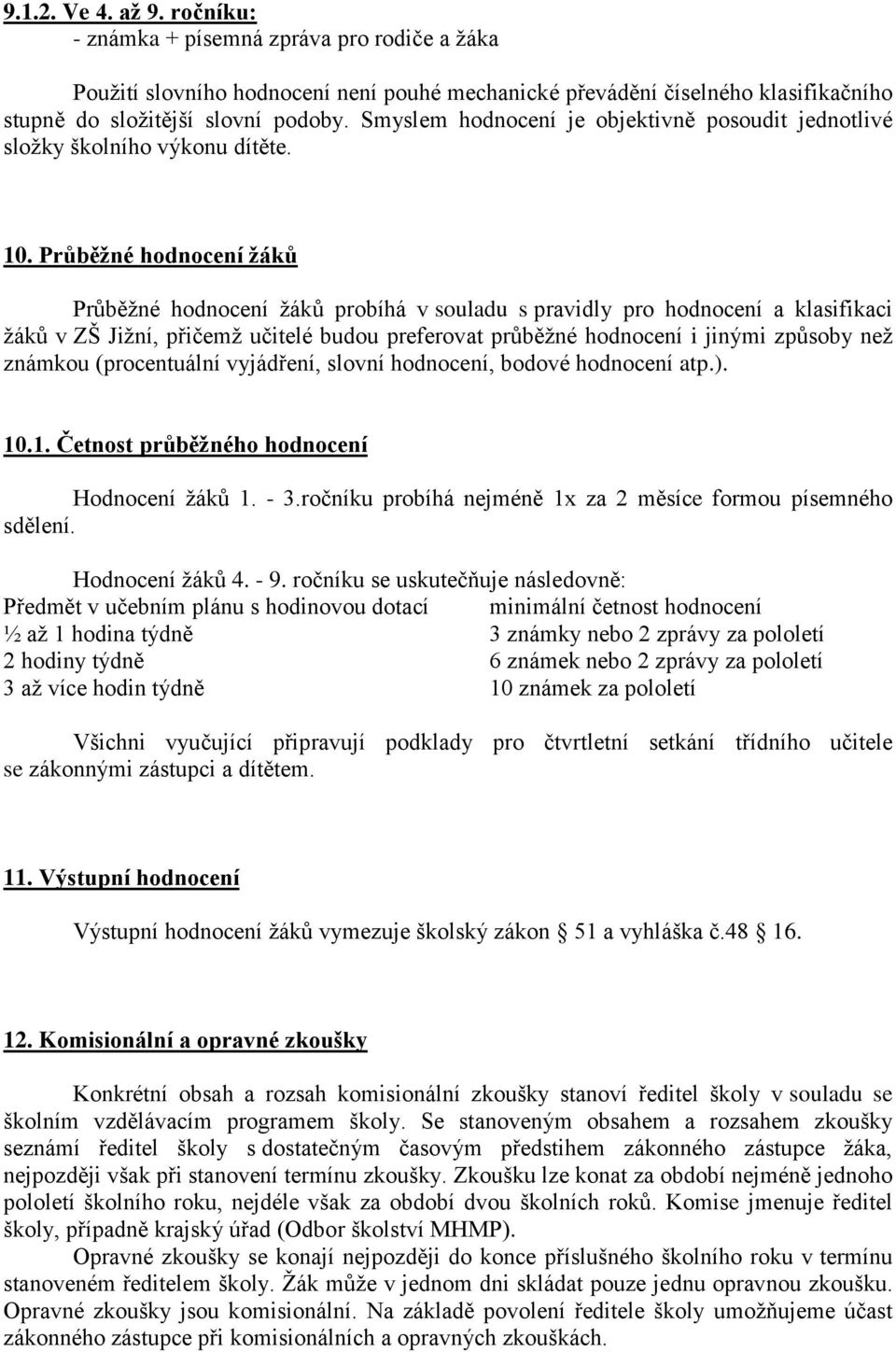 Průběžné hodnocení žáků Průběžné hodnocení žáků probíhá v souladu s pravidly pro hodnocení a klasifikaci žáků v ZŠ Jižní, přičemž učitelé budou preferovat průběžné hodnocení i jinými způsoby než