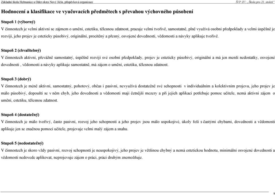 V činnostech aktivní, převážně samostatný, úspěšně rozvíjí své osobní předpoklady, projev je esteticky působivý, originální a má jen menší nedostatky, osvojené dovednosti, vědomosti a návyky aplikuje