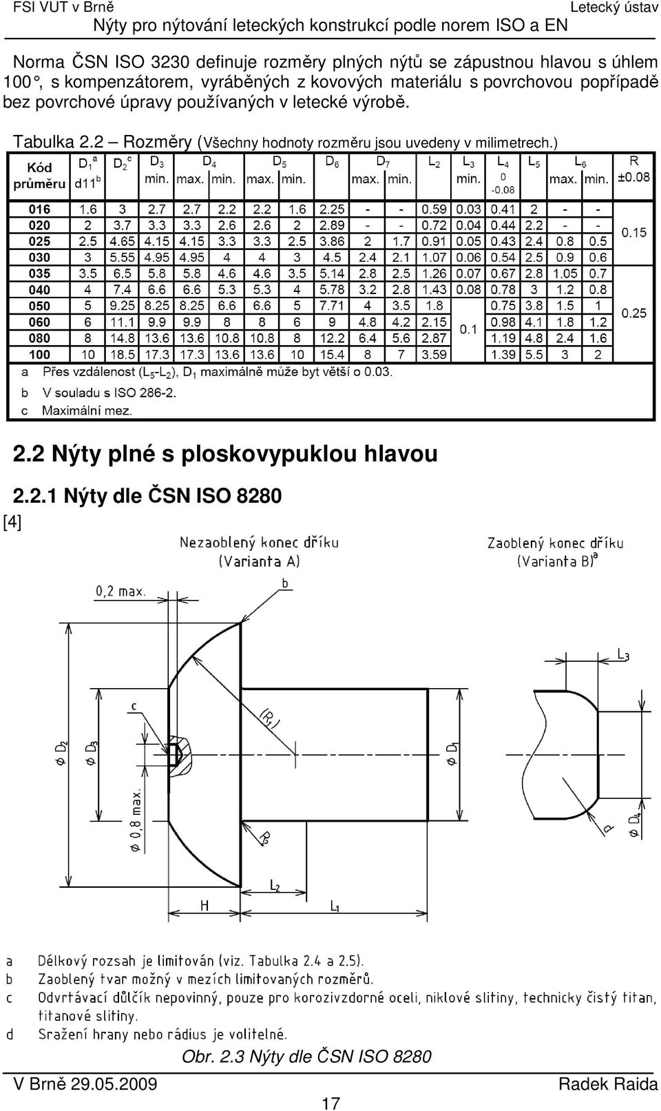 používaných v letecké výrobě. Tabulka 2.