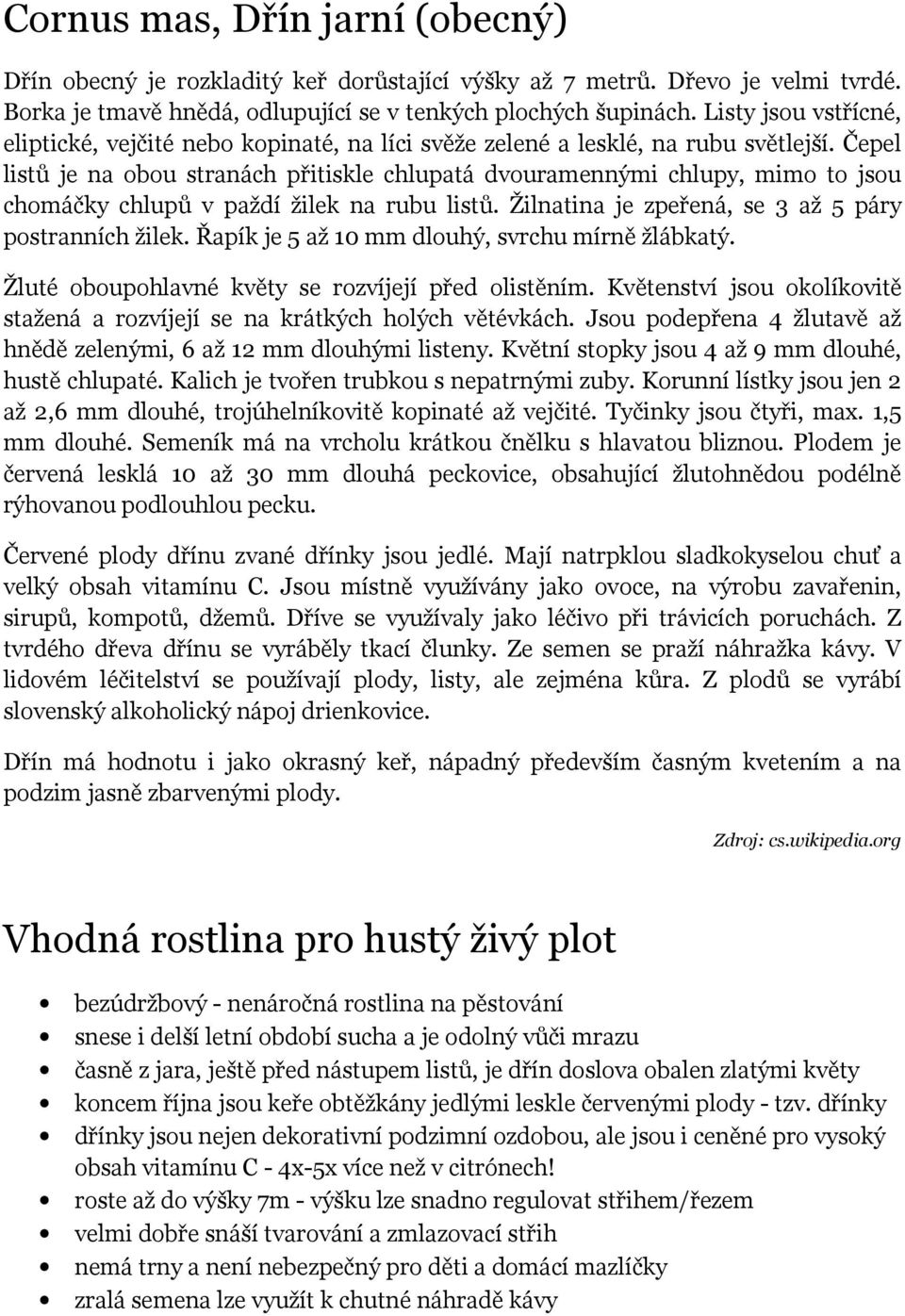 Čepel listů je na obou stranách přitiskle chlupatá dvouramennými chlupy, mimo to jsou chomáčky chlupů v paždí žilek na rubu listů. Žilnatina je zpeřená, se 3 až 5 páry postranních žilek.