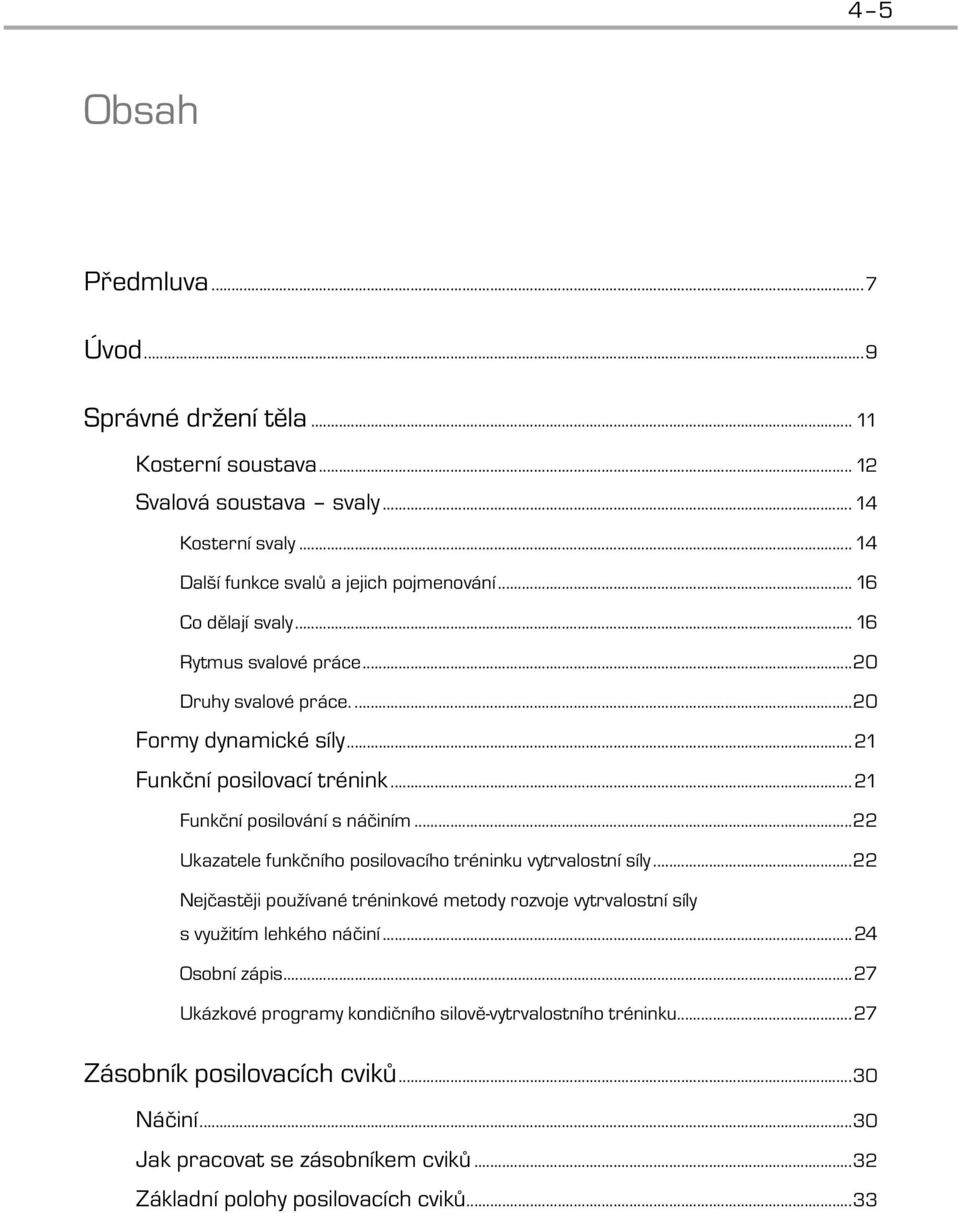 ..22 Ukazatele funkčního posilovacího tréninku vytrvalostní síly...22 Nejčastěji používané tréninkové metody rozvoje vytrvalostní síly s využitím lehkého náčiní...24 Osobní zápis.