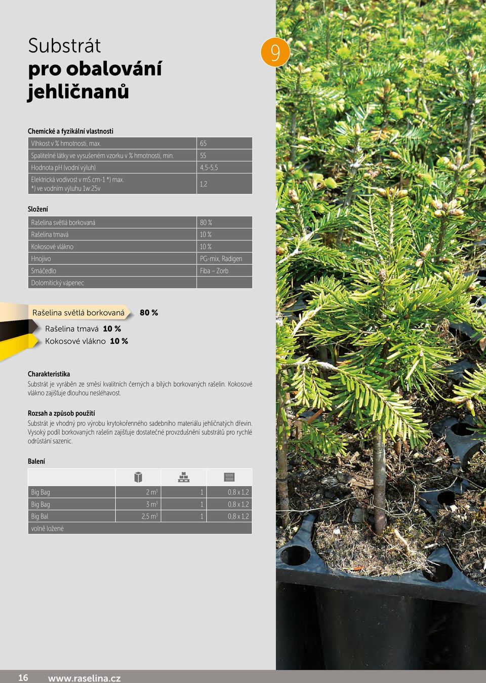 80 % Rašelina tmavá 10 % Kokosové vlákno 10 % Charakteristika Substrát je vyráběn ze směsí kvalitních černých a bílých borkovaných rašelin. Kokosové vlákno zajišťuje dlouhou nesléhavost.