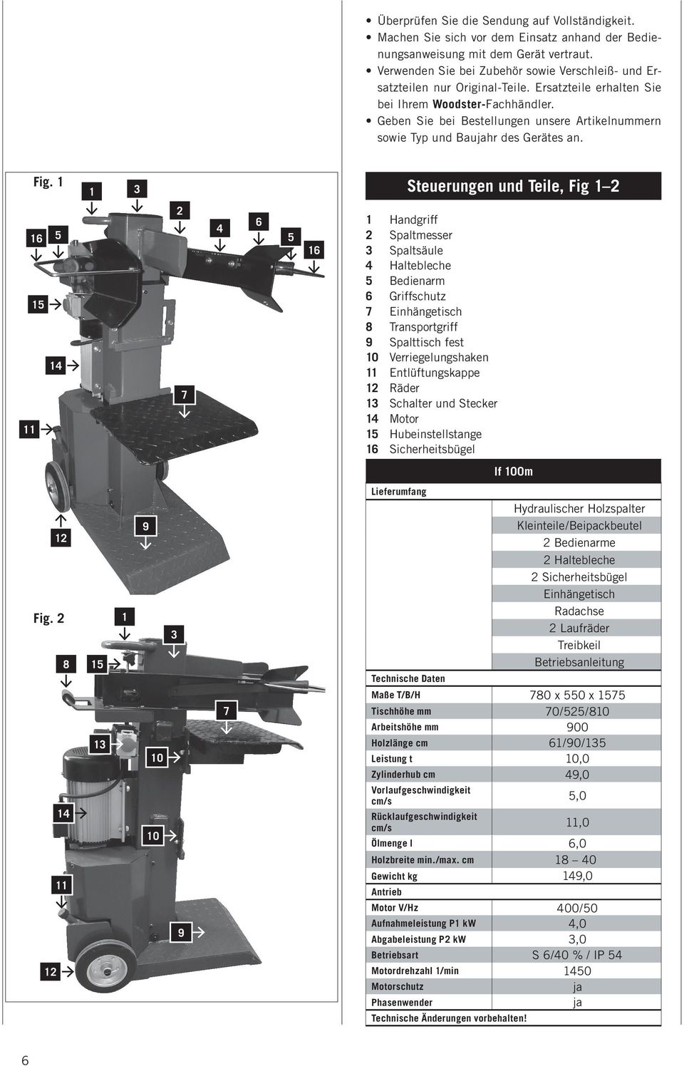 Geben Sie bei Bestellungen unsere Artikelnummern so wie Typ und Baujahr des Gerätes an. Fig. 1 1 3 2 6 4 16 5 5 11 15 14 12 Fig.