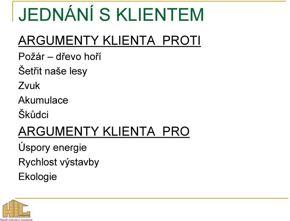 Zvuk Akumulace Škůdci ARGUMENTY KLIENTA