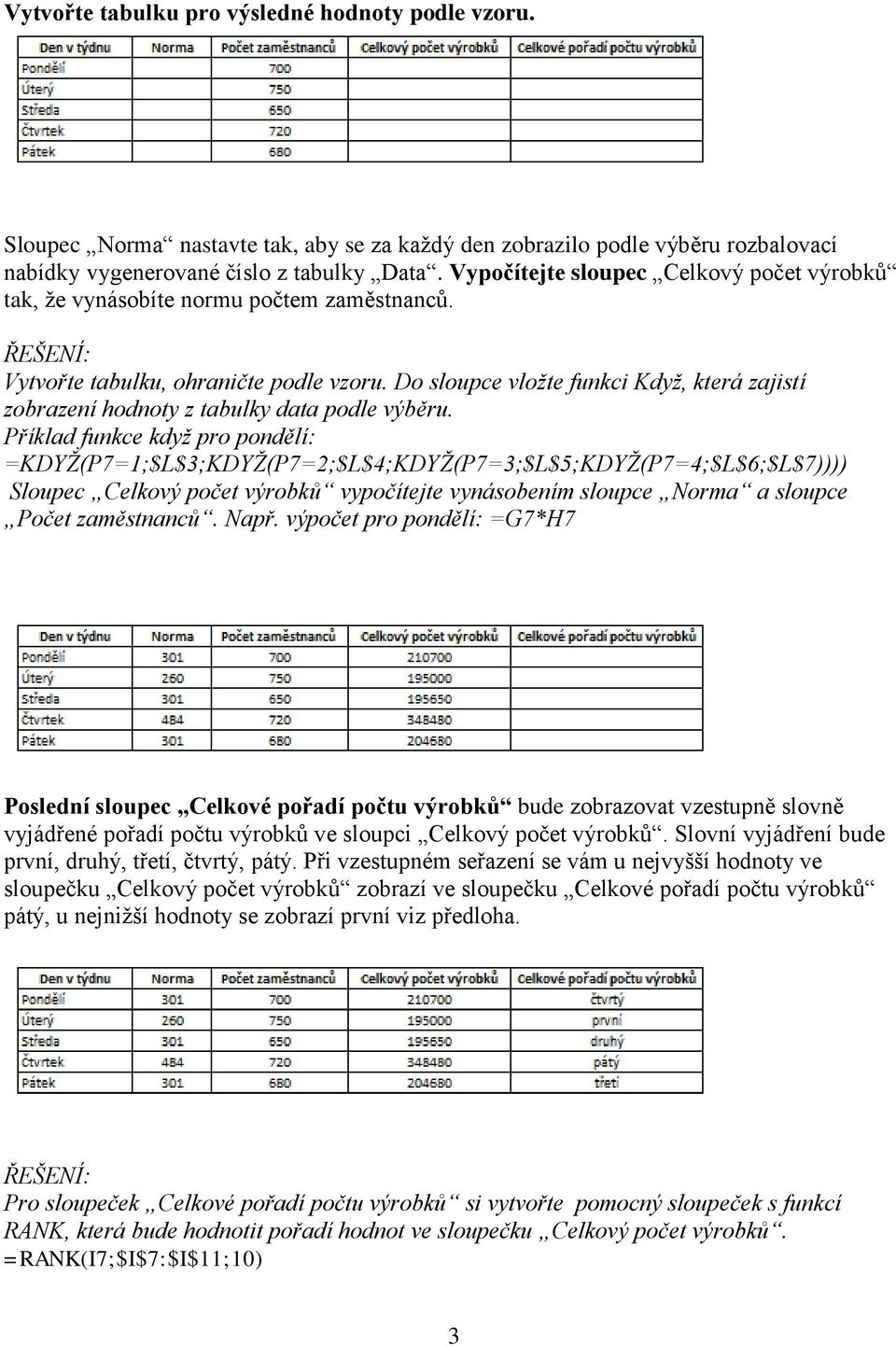 Do sloupce vloţte funkci Kdyţ, která zajistí zobrazení hodnoty z tabulky data podle výběru.