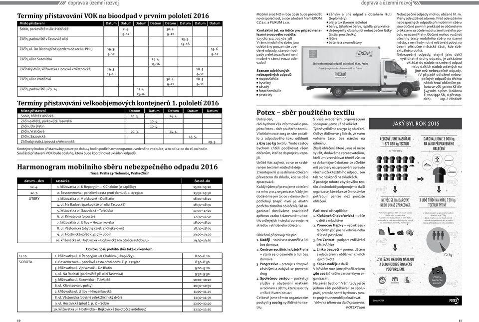 3. 28. 5. 13 16 9 12 Zličín, ulice Vratičová 30. 4. 28. 5. 9 12 9 12 Zličín, parkoviště u čp. 14 17. 4. 13 16 Termíny přistavování velkoobjemových kontejnerů 1.