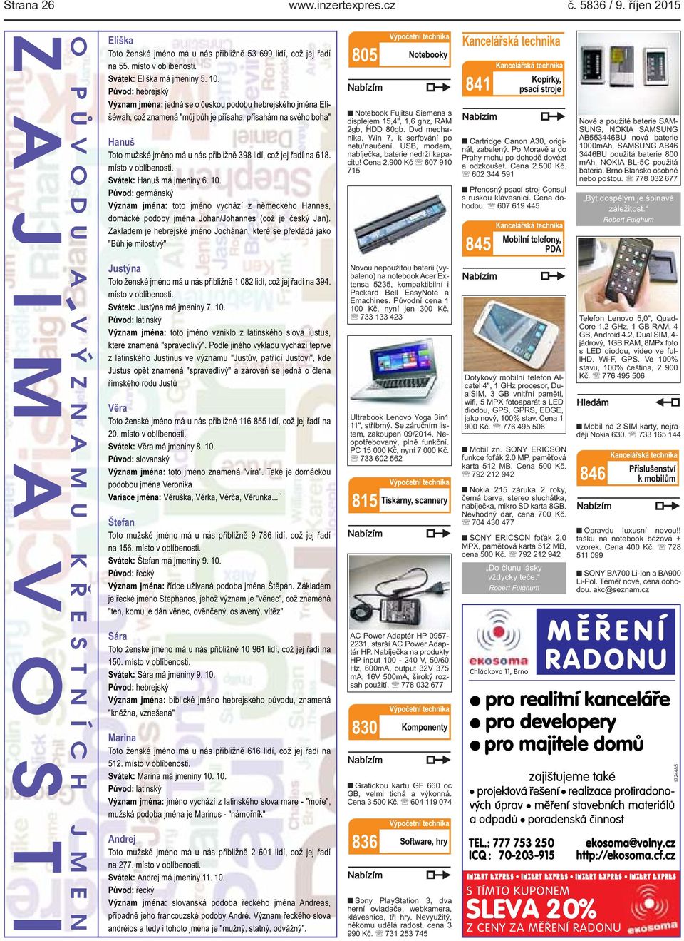 Svátek: Eliška má jmeniny 5. 10.