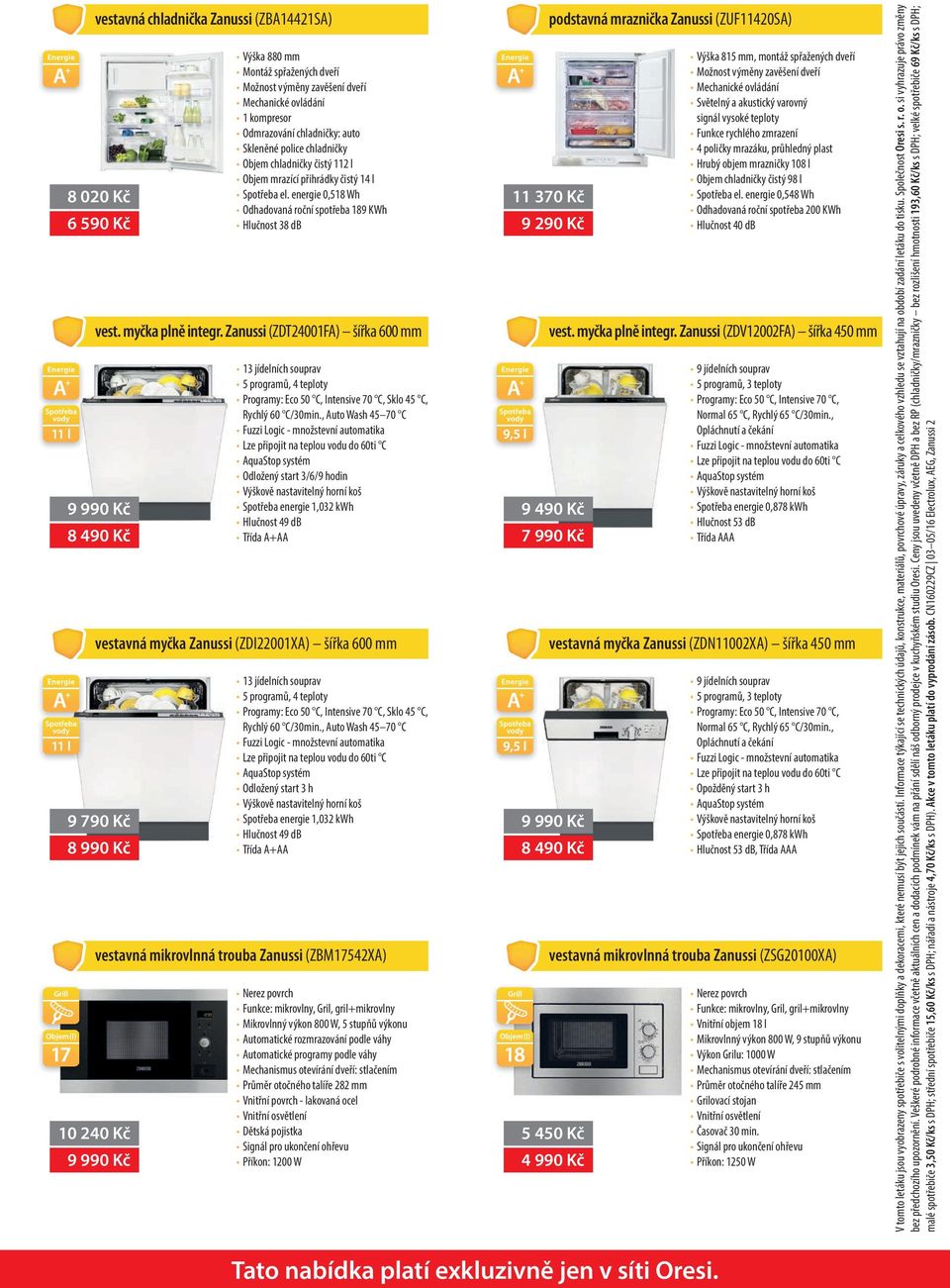 Zanussi (ZDT24001FA) šířka 600 mm 13 jídelních souprav 5 programů, 4 teploty Programy: Eco 50 C, Intensive 70 C, Sklo 45 C, Rychlý 60 C/30min.