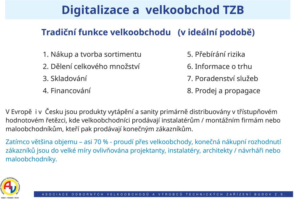 Prodej a propagace V Evropě i v Česku jsou produkty vytápění a sanity primárně distribuovány v třístupňovém hodnotovém řetězci, kde velkoobchodníci prodávají