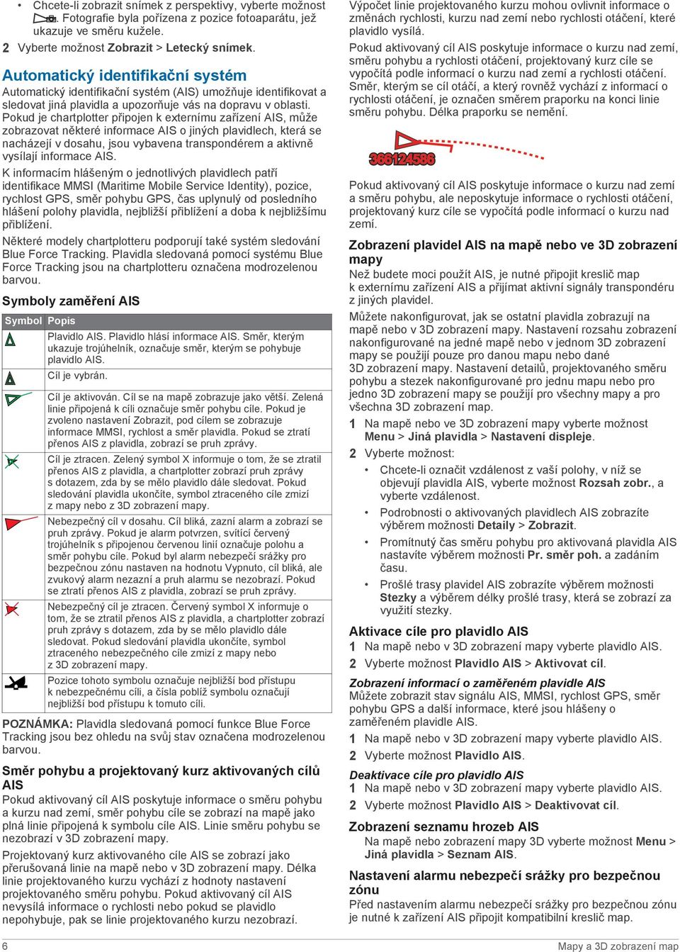 Pokud je chartplotter připojen k externímu zařízení AIS, může zobrazovat některé informace AIS o jiných plavidlech, která se nacházejí v dosahu, jsou vybavena transpondérem a aktivně vysílají