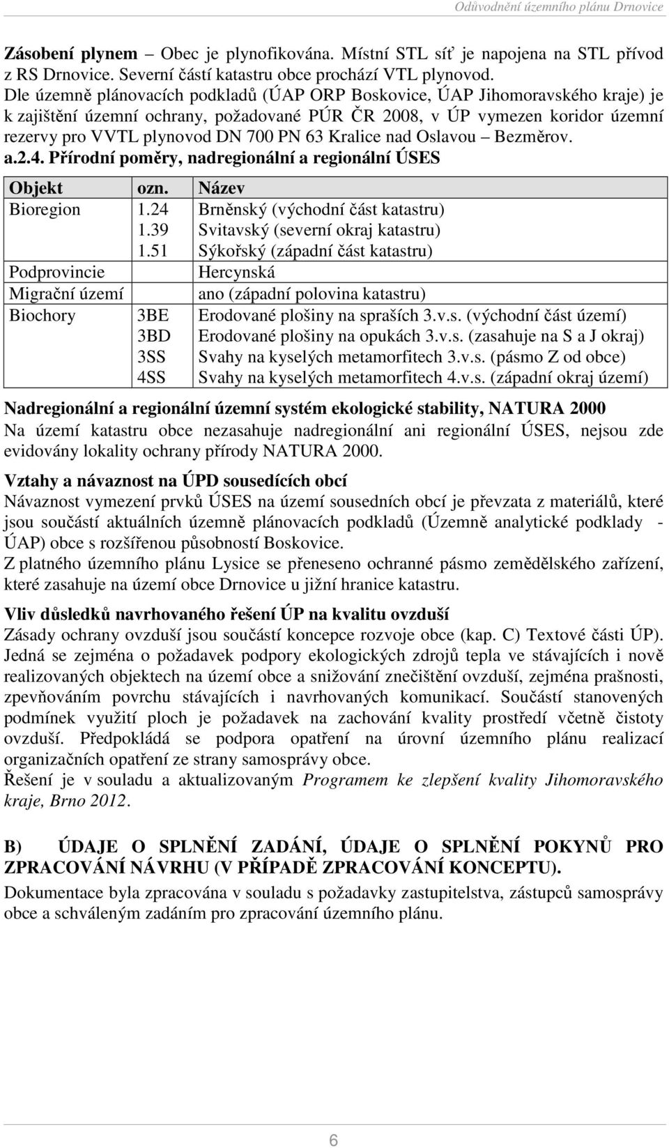 Kralice nad Oslavou Bezměrov. a.2.4. Přírodní poměry, nadregionální a regionální ÚSES Objekt ozn. Název Bioregion 1.24 1.39 1.