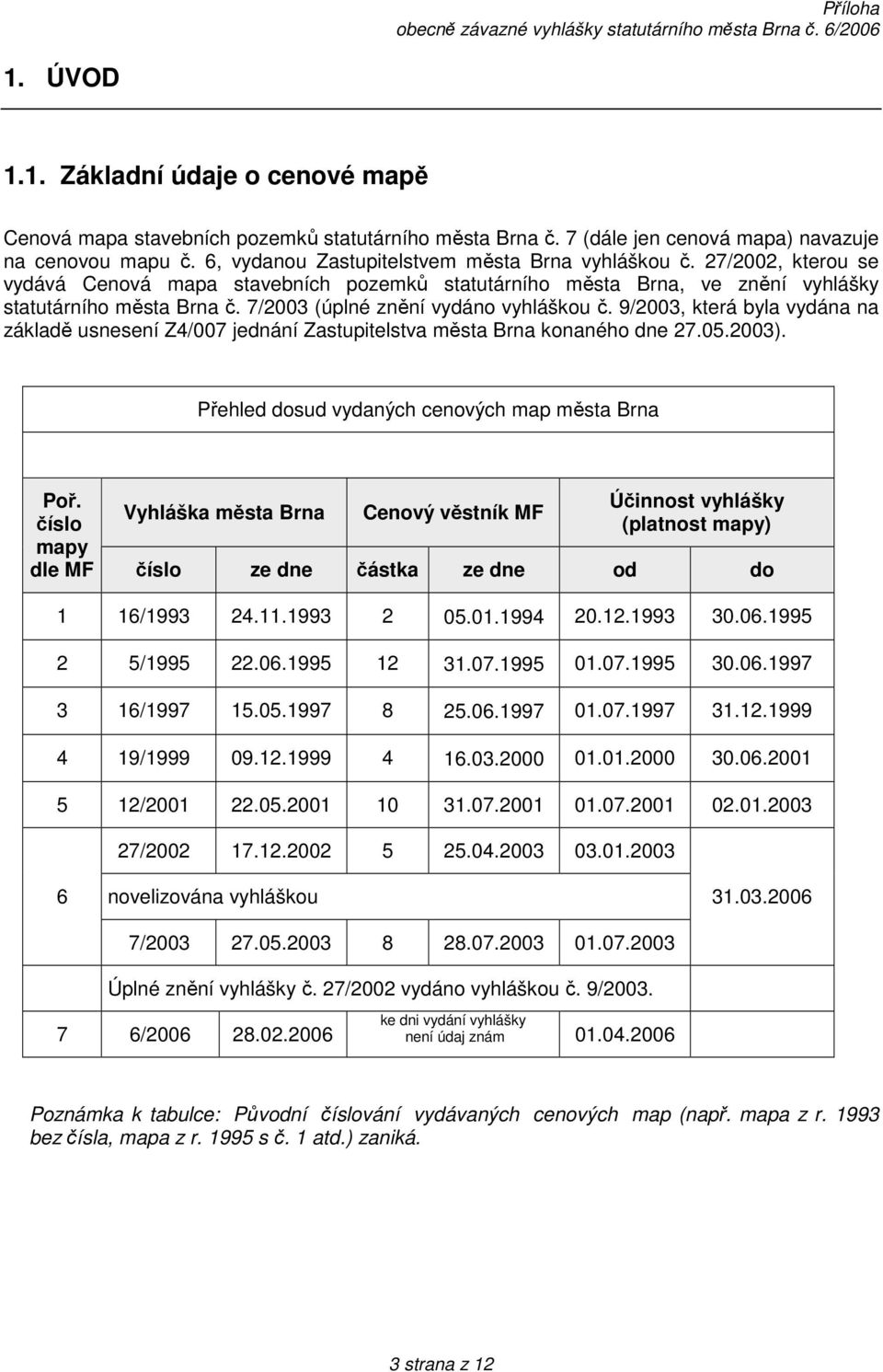 7/2003 (úplné znění vydáno vyhláškou č. 9/2003, která byla vydána na základě usnesení Z4/007 jednání Zastupitelstva města Brna konaného dne 27.05.2003).