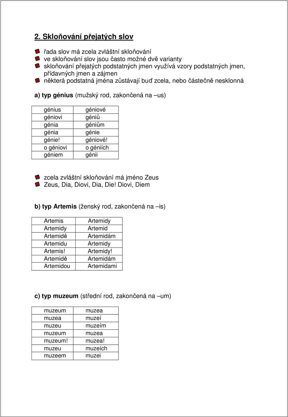 Pracovní list 25 Přejatá slova - skloňování - PDF Free Download