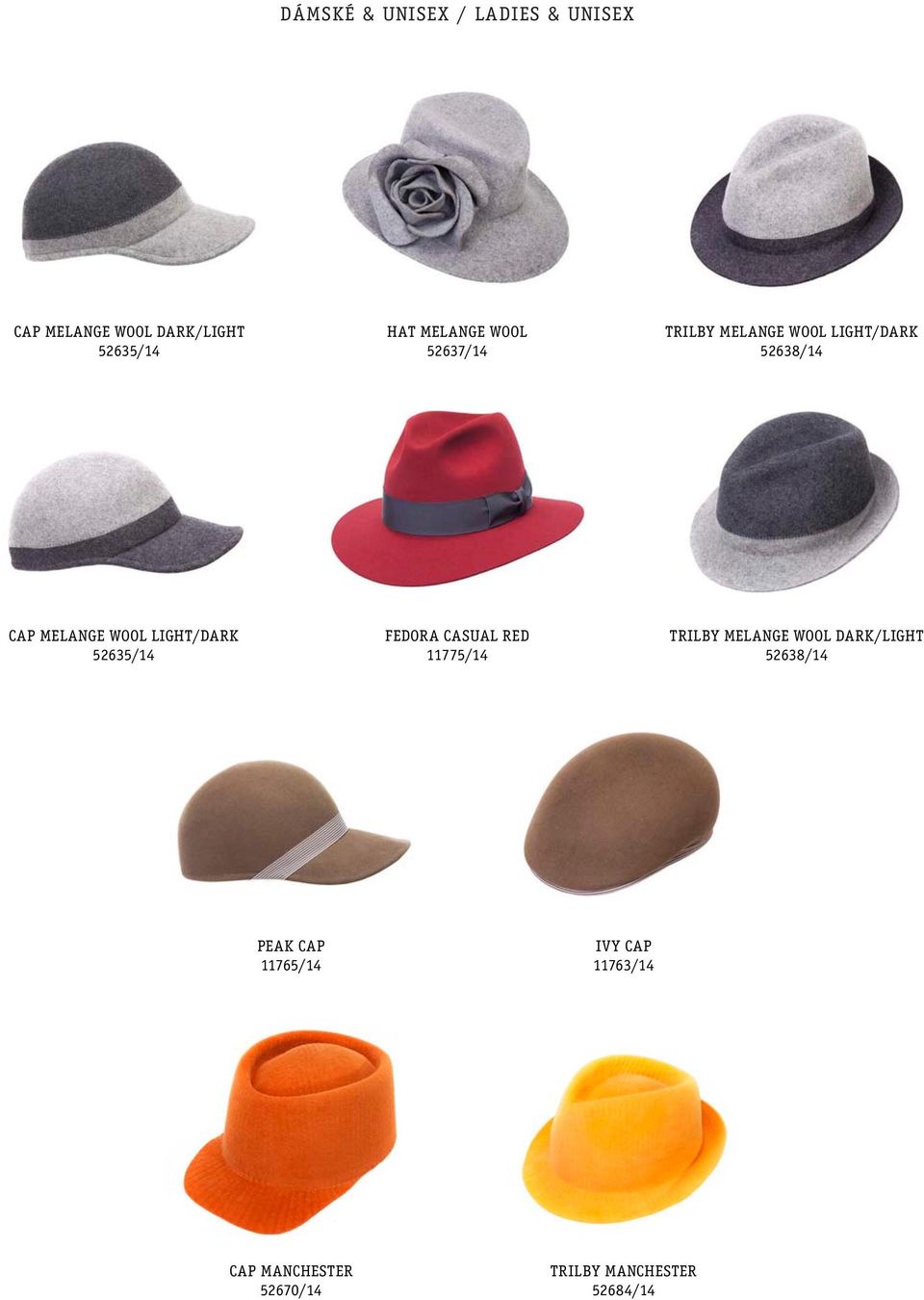 LIGHT/DARK 52635/14 FEDORA CASUAL RED 11775/14 TRILBY MELANGE WOOL DARK/LIGHT