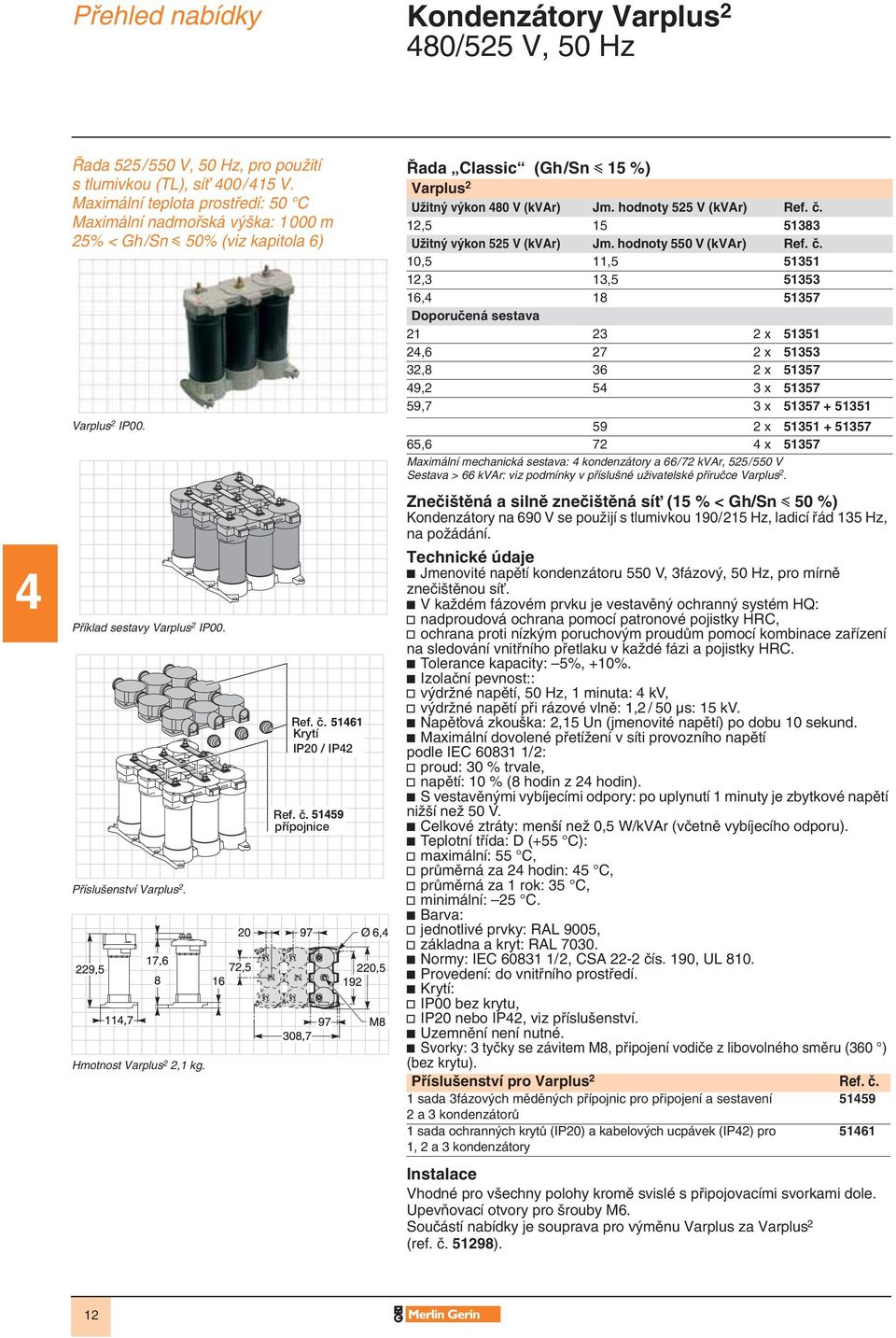 12,5 15 51383 UÏitn v kon 525 V (kvar) Jm. hodnoty 550 V (kvar) Ref. ã.