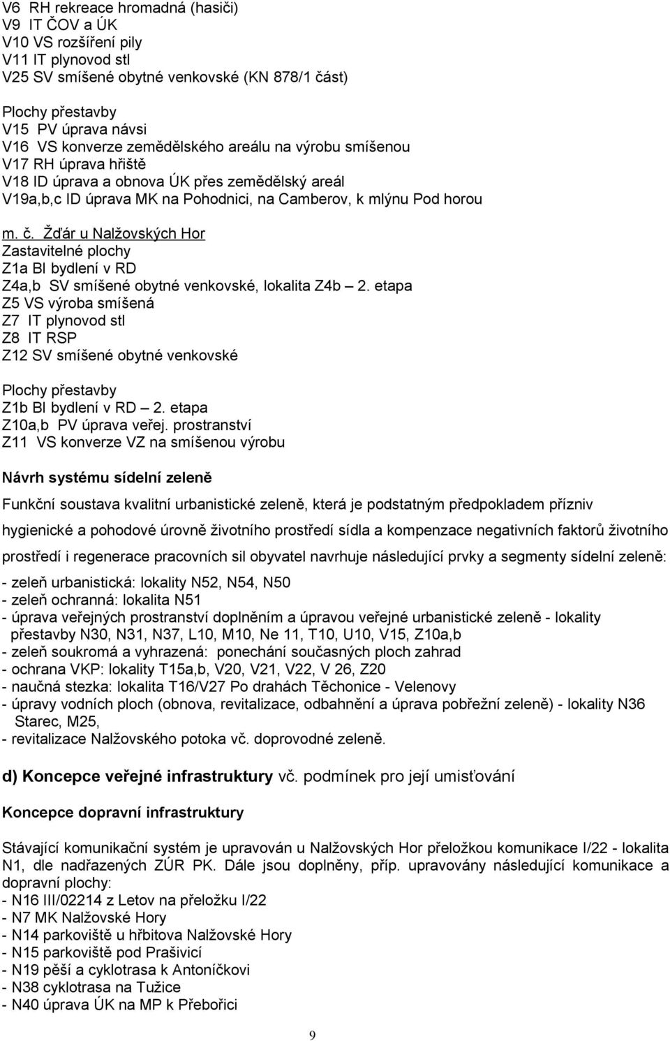 Žďár u Nalžovských Hor Zastavitelné plochy Z1a BI bydlení v RD Z4a,b SV smíšené obytné venkovské, lokalita Z4b 2.