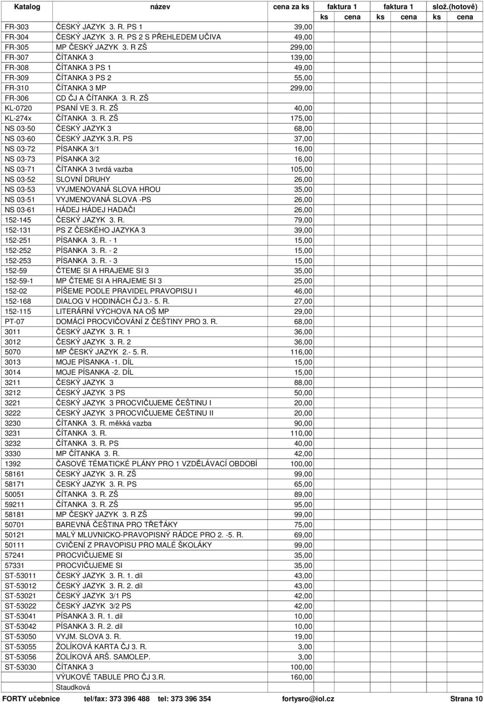 R. PS 37,00 NS 03-72 PÍSANKA 3/1 NS 03-73 PÍSANKA 3/2 NS 03-71 ČÍTANKA 3 tvrdá vazba 105,00 NS 03-52 SLOVNÍ DRUHY NS 03-53 VYJMENOVANÁ SLOVA HROU NS 03-51 VYJMENOVANÁ SLOVA -PS NS 03-61 HÁDEJ HÁDEJ