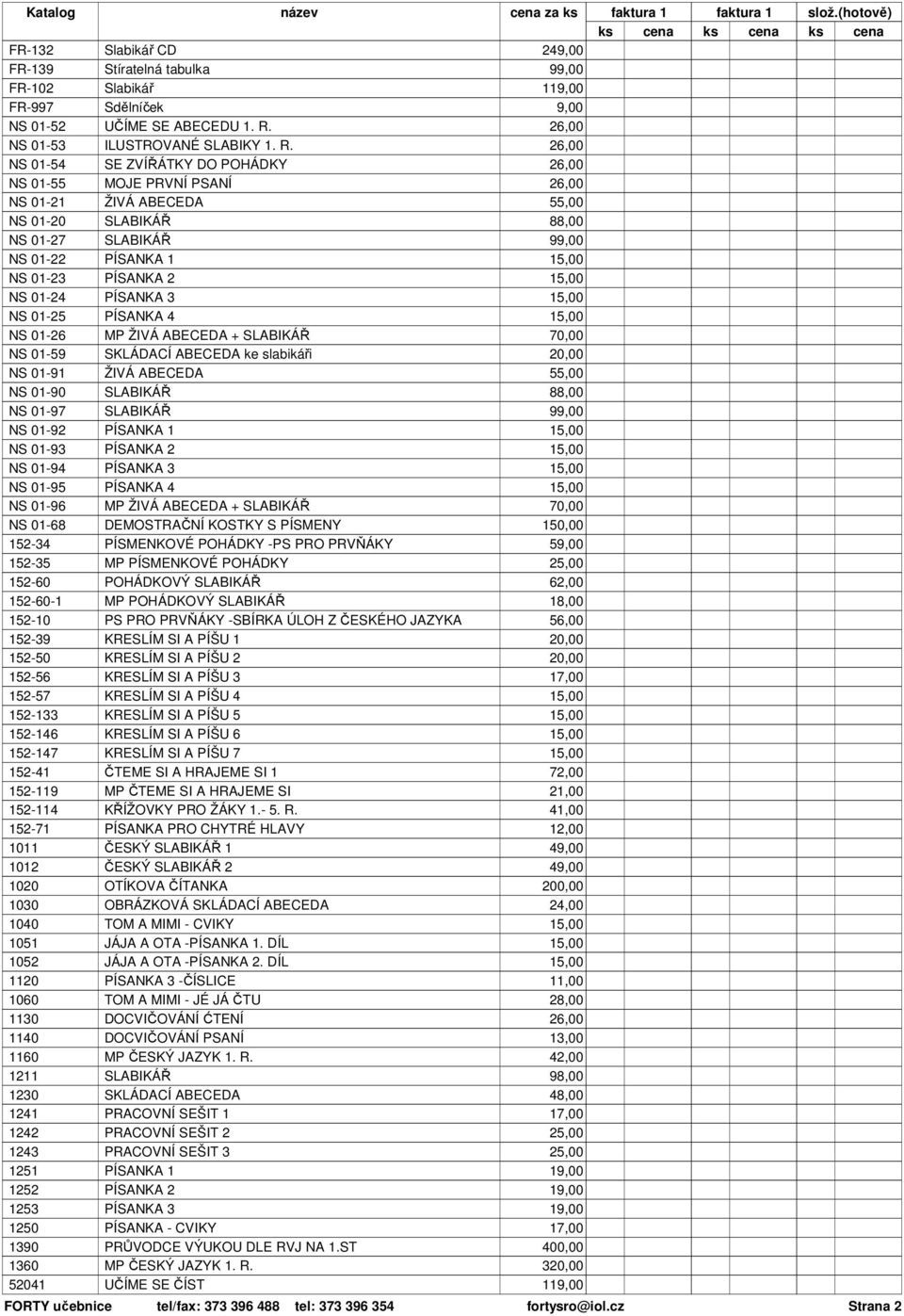 NS 01-54 SE ZVÍŘÁTKY DO POHÁDKY NS 01-55 MOJE PRVNÍ PSANÍ NS 01-21 ŽIVÁ ABECEDA NS 01-20 SLABIKÁŘ 88,00 NS 01-27 SLABIKÁŘ NS 01-22 PÍSANKA 1 NS 01-23 PÍSANKA 2 NS 01-24 PÍSANKA 3 NS 01-25 PÍSANKA 4