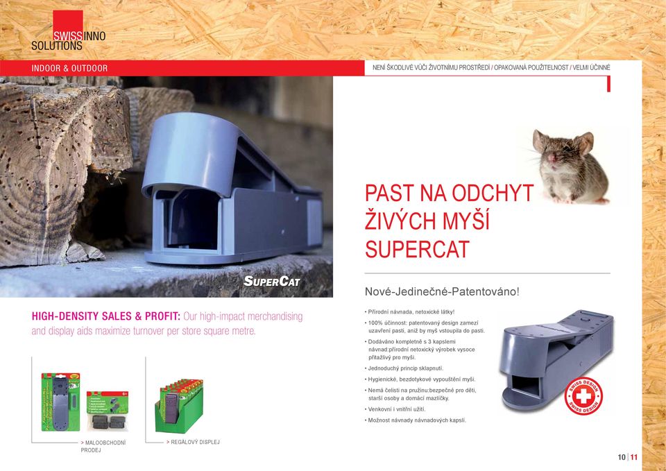 100% účinnost: patentovaný design zamezí uzavření pasti, aniž by myš vstoupila do pasti. Dodáváno kompletně s 3 kapslemi návnad:přírodní netoxický výrobek vysoce přitažlivý pro myši.