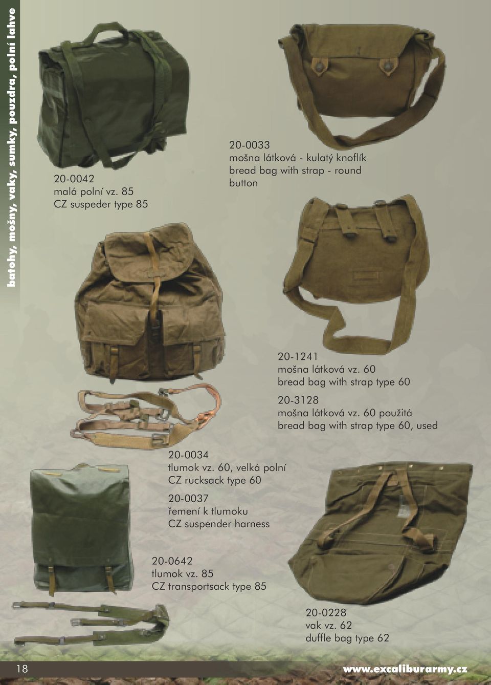 vz. 60 bread bag with strap type 60 20-3128 mošna látková vz.