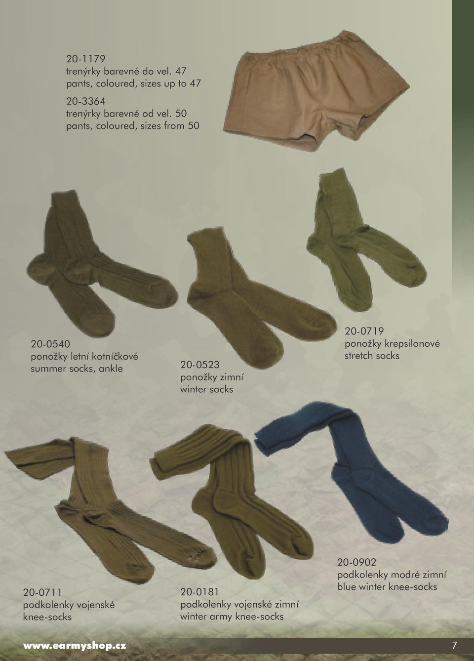 winter socks 20-0719 ponožky krepsilonové stretch socks 20-0711 podkolenky vojenské knee-socks 20-0181