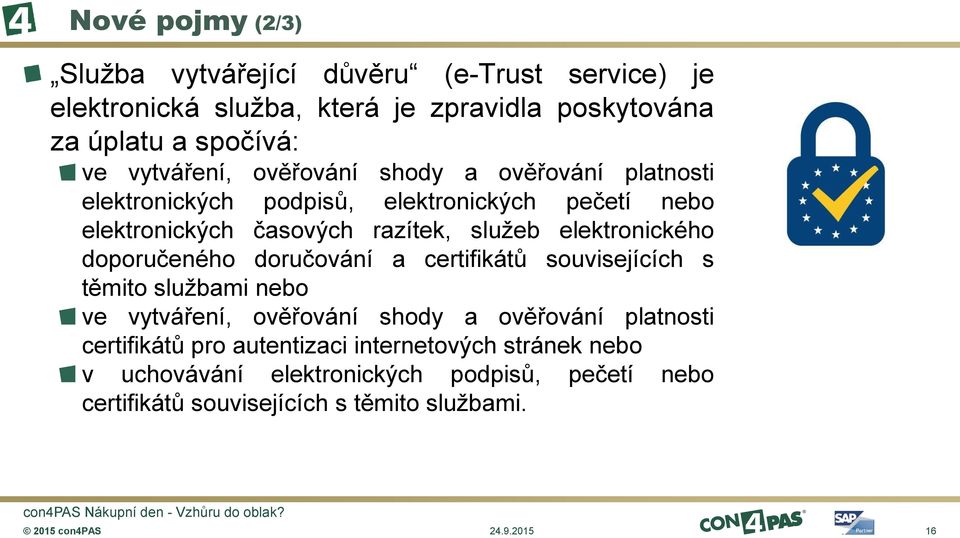 elektronického doporučeného doručování a certifikátů souvisejících s těmito službami nebo ve vytváření, ověřování shody a ověřování platnosti