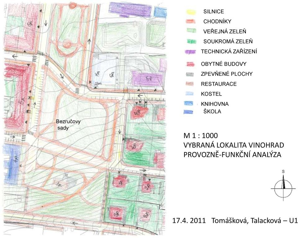 KNIHOVNA ŠKOLA Bezručovy sady M 1 : 1000 VYBRANÁ LOKALITA