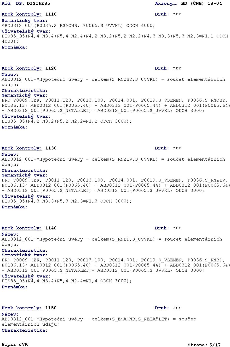 elementárních údaju; PRO P0009.CZK, P0011.120, P0013.100, P0014.001, P0019.S_VSEMEN, P0036.S_RNOBY, P0186.13;ABD0312_001(P0065.40) + ABD0312_001(P0065.44) + ABD0312_001(P0065.64) + ABD0312_001(P0065.