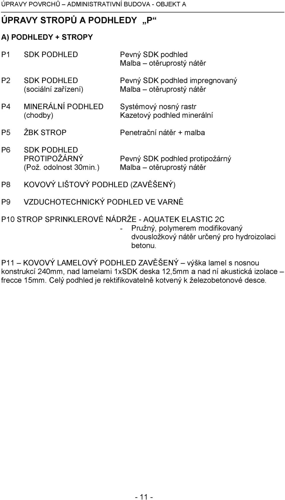 ) Pevný SDK podhled protipožárný Malba otěruprostý nátěr P8 P9 KOVOVÝ LIŠTOVÝ PODHLED (ZAVĚŠENÝ) VZDUCHOTECHNICKÝ PODHLED VE VARNĚ P10 STROP SPRINKLEROVÉ NÁDRŽE - AQUATEK ELASTIC 2C - Pružný,