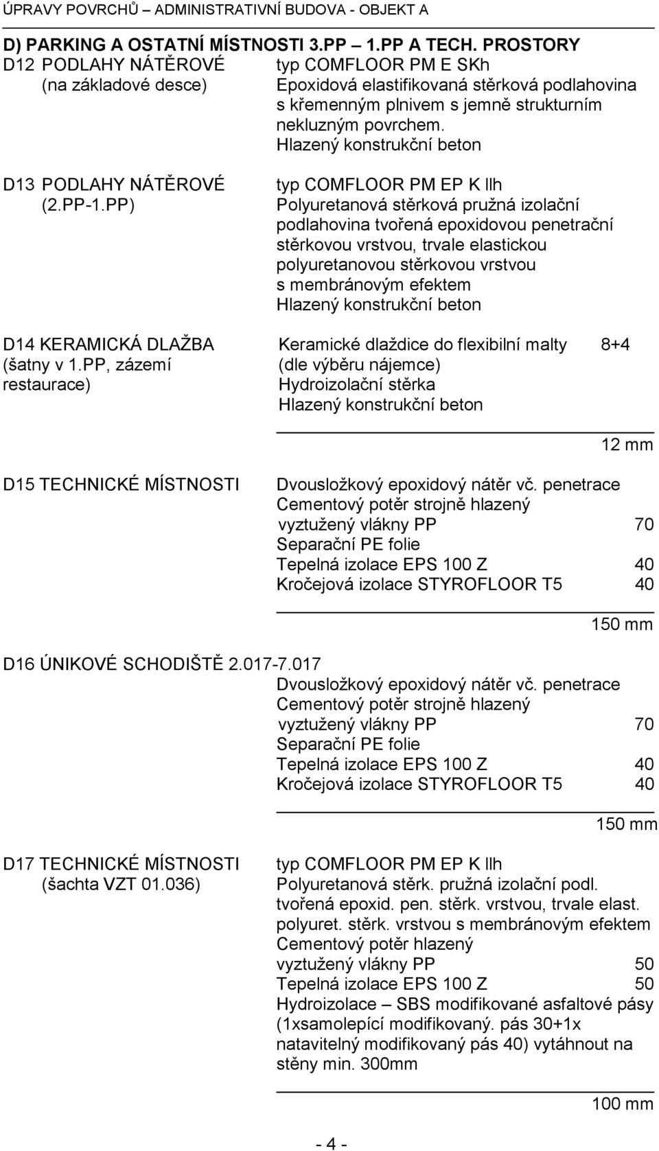 Hlazený konstrukční beton D13 PODLAHY NÁTĚROVÉ (2.PP-1.