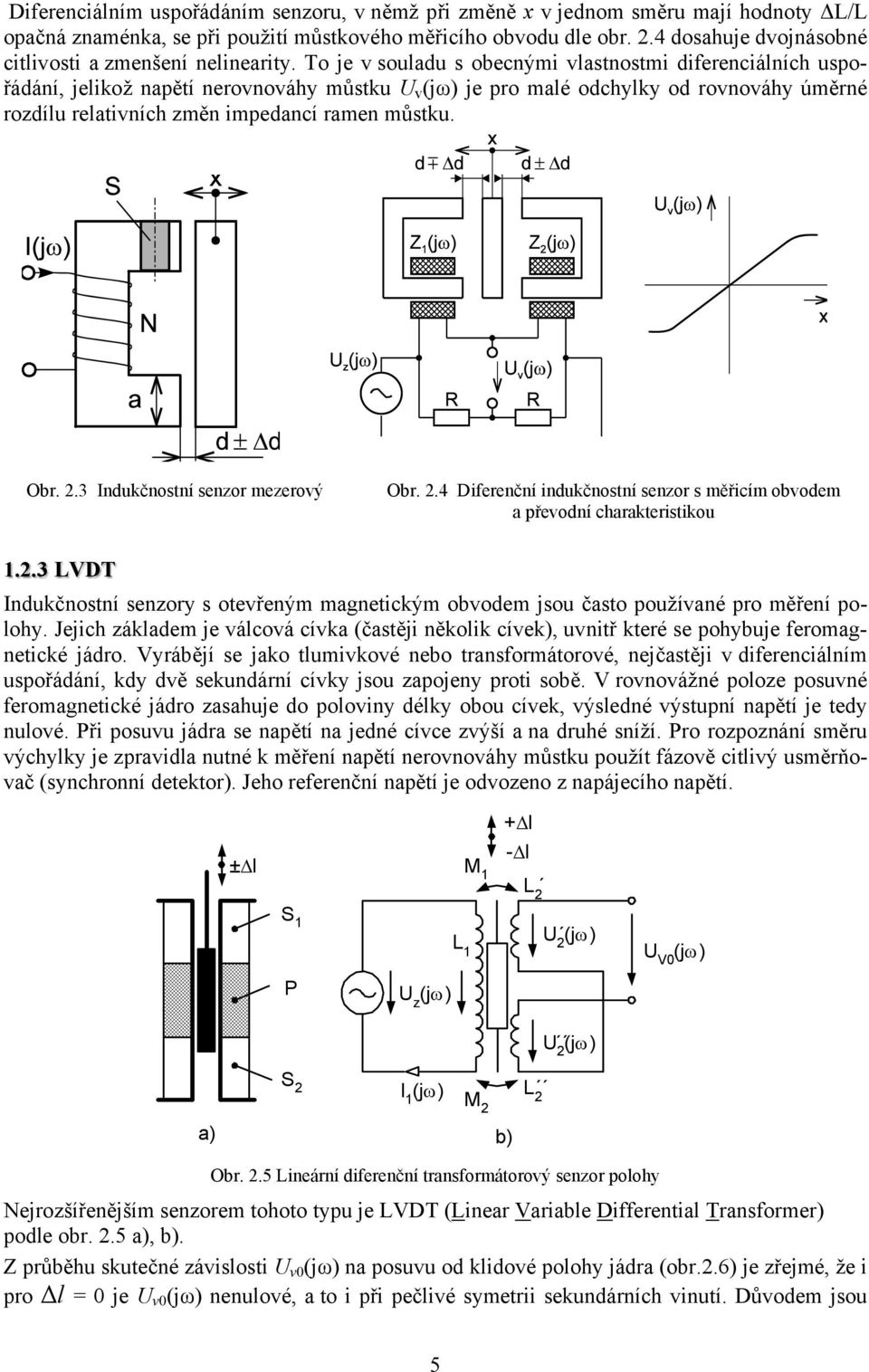 To je v soulau s obecnými vlastnostmi iferenciálních uspořáání, jelikož napětí nerovnováhy můstku U v (jω) je pro malé ochylky o rovnováhy úměrné rozílu relativních změn impeancí ramen můstku. Obr.