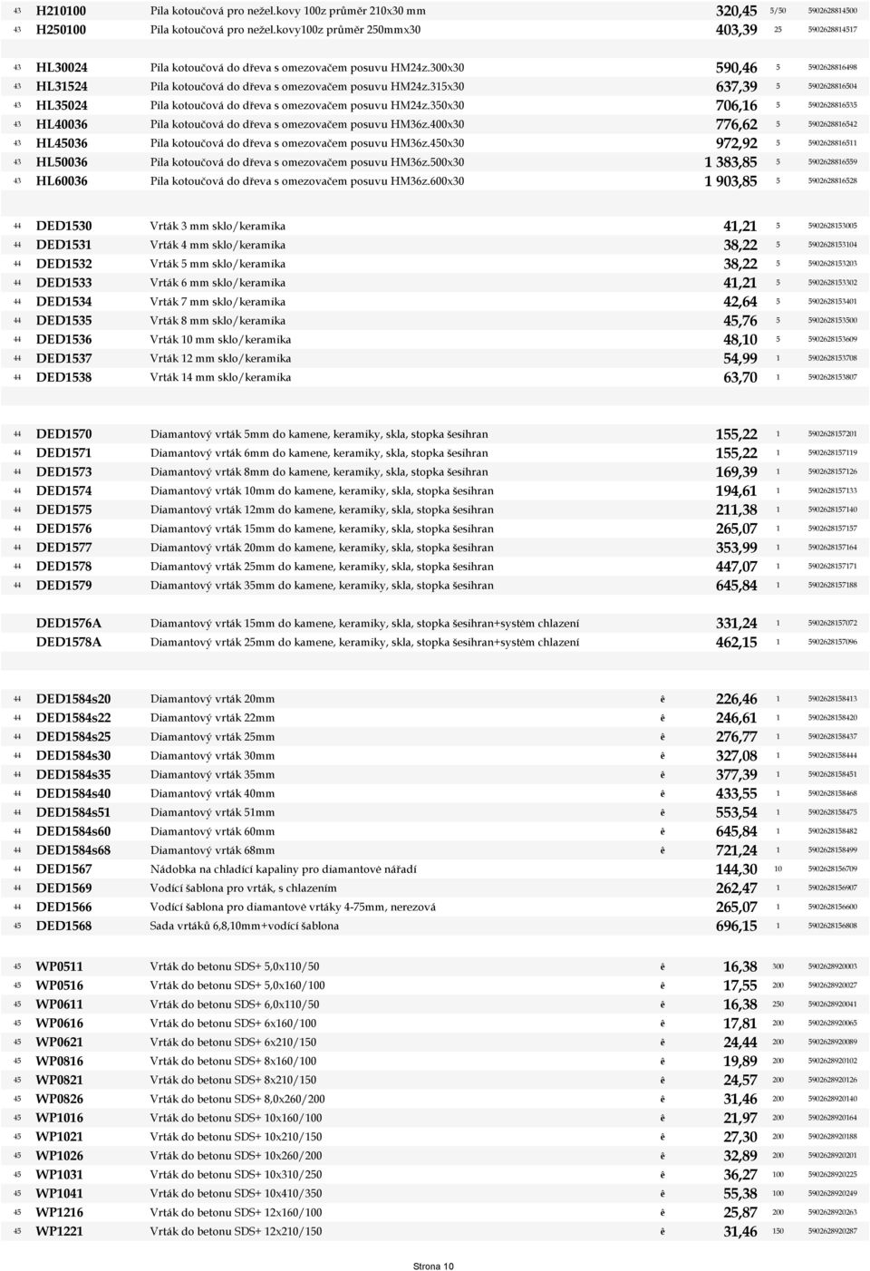 300x30 590,46 5 5902628816498 43 HL31524 Pila kotoučová do dřeva s omezovačem posuvu HM24z.315x30 637,39 5 5902628816504 43 HL35024 Pila kotoučová do dřeva s omezovačem posuvu HM24z.