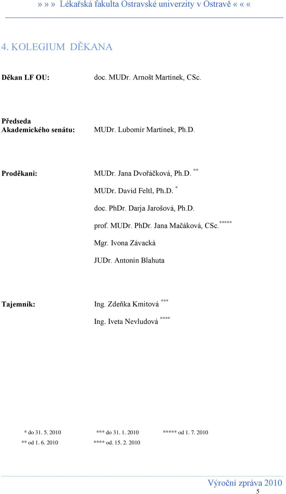 MUDr. PhDr. Jana Mačáková, CSc. ***** Mgr. Ivona Závacká JUDr. Antonín Blahuta Tajemník: Ing.