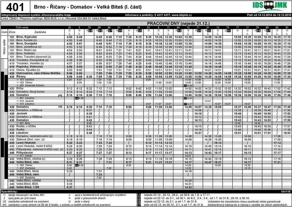 Brno, Kyjevská 4:50 5:48 6:45 6:48 7:15 7:35 8:15 8:35 10:35 12:35 13:05 13:35 14:05 14:35 15:05 15:35 16:05 16:15 16:35 17:15 101 Brno, Kurská (z) 4:50 5:48 6:45 6:48 7:15 7:35 8:15 8:35 10:35 12:35