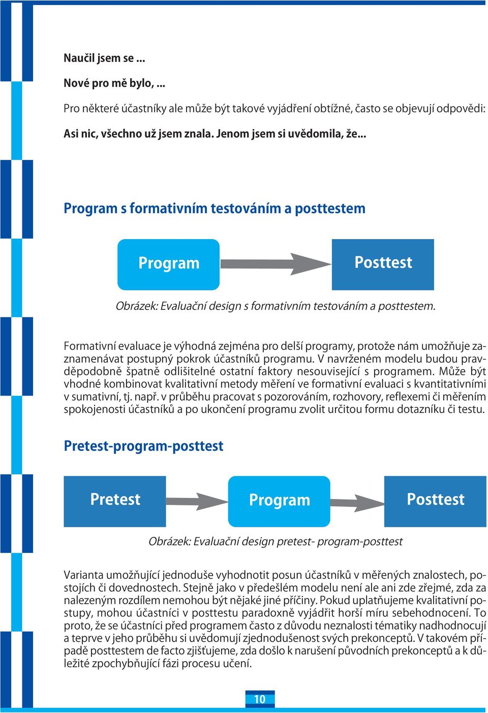 Formativní evauace je výhodná zejména pro deší programy, protože nám umožňuje zaznamenávat postupný pokrok účastníků programu.
