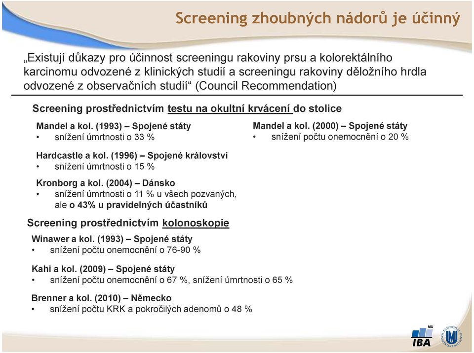 (1996) Spojené království snížení úmrtnosti o 15 % Kronborg a kol.