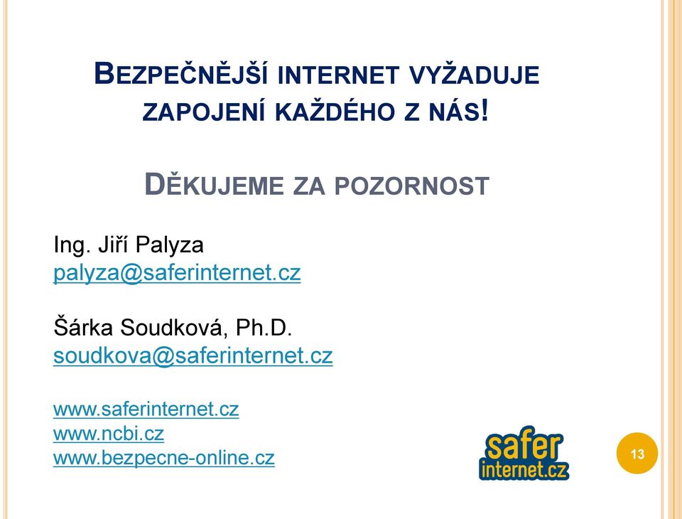 Jiří Palyza palyza@saferinternet.cz Šárka Soudková, Ph.