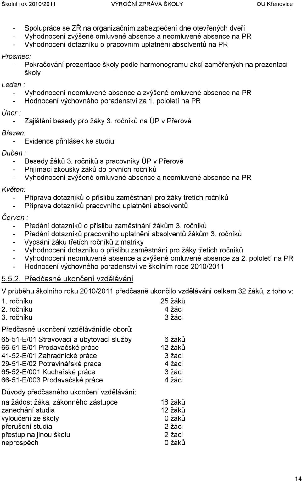 poradenství za 1. pololetí na PR Únor : - Zajištění besedy pro žáky 3. ročníků na ÚP v Přerově Březen: - Evidence přihlášek ke studiu Duben : - Besedy žáků 3.