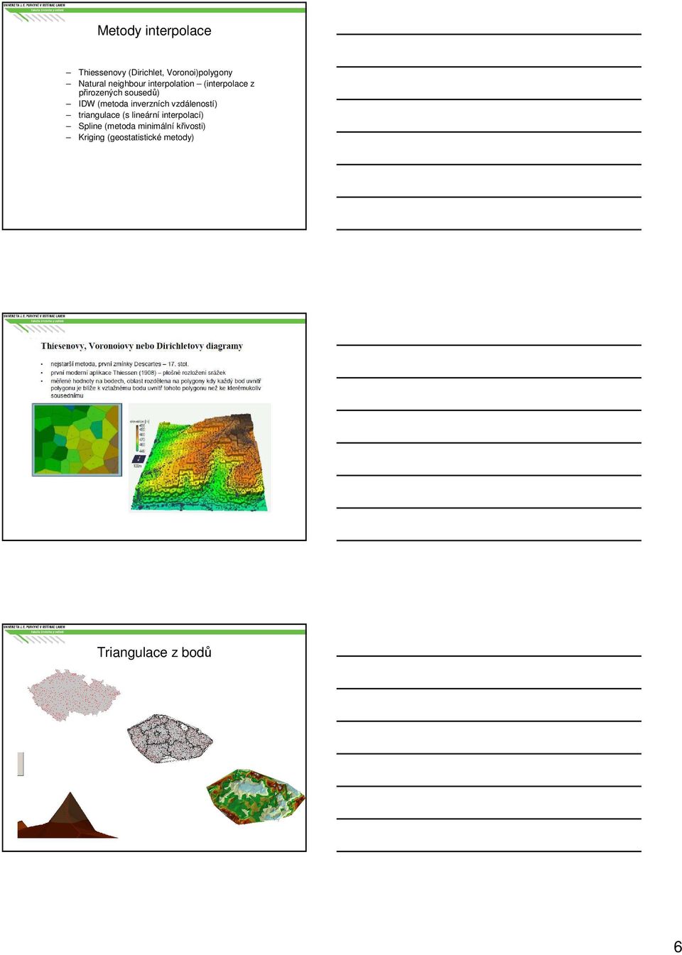 inverzních vzdáleností) triangulace (s lineární interpolací) Spline