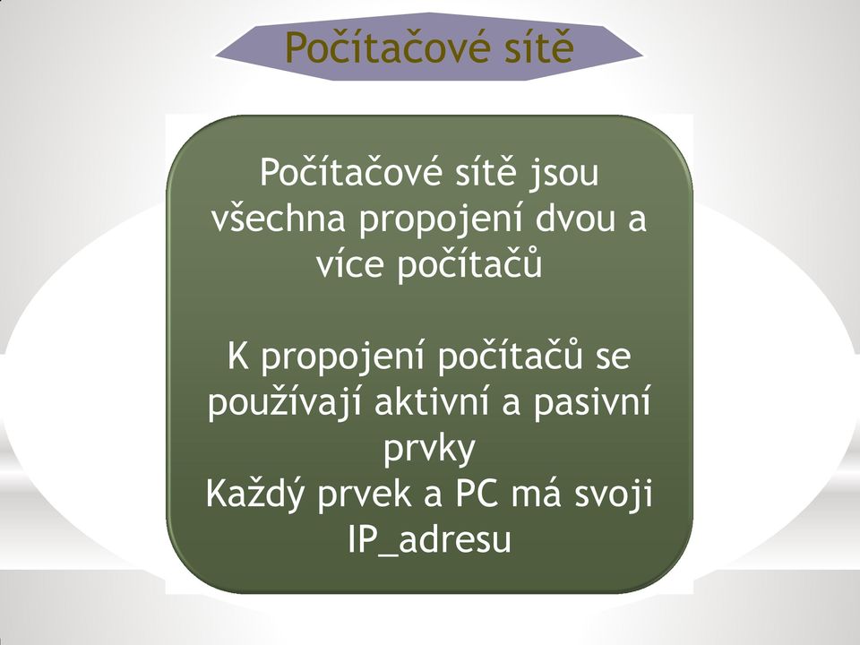 propojení počítačů se používají aktivní a