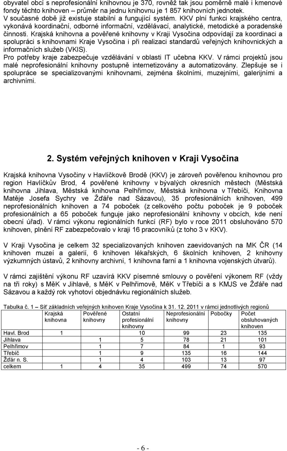 Krajská knihovna a pověřené knihovny v Kraji Vysočina odpovídají za koordinaci a spolupráci s knihovnami Kraje Vysočina i při realizaci standardů veřejných knihovnických a informačních služeb (VKIS).