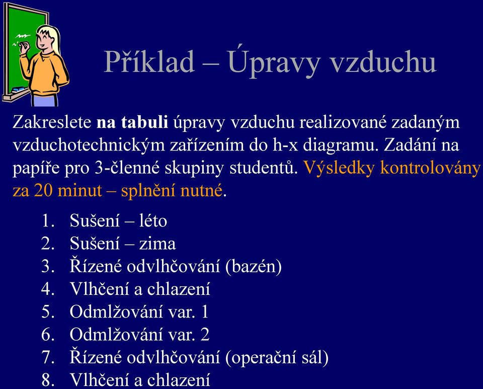 Výsledky kontrolovány za 20 minut splnění nutné. 1. Sušení léto 2. Sušení zima 3.