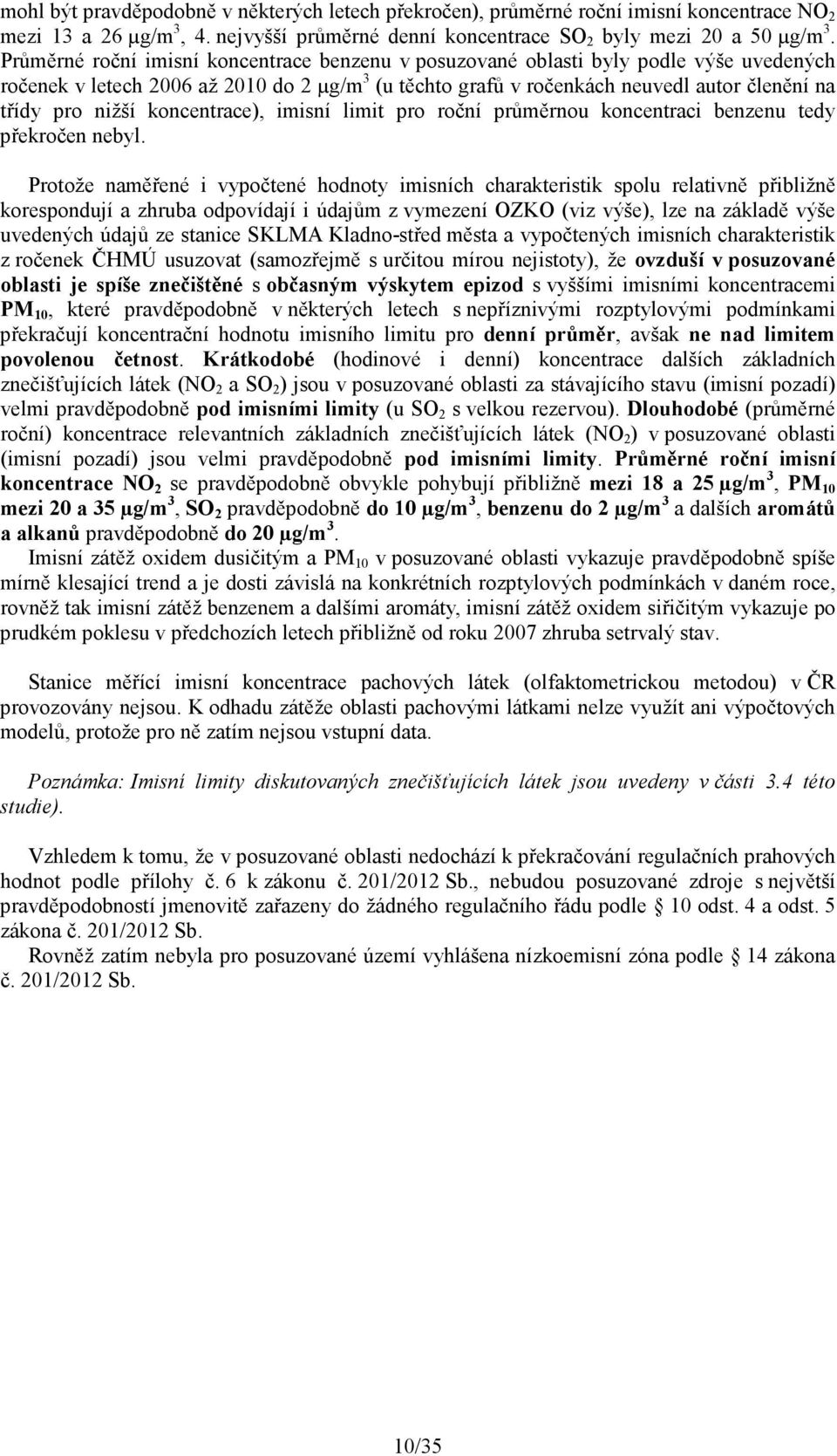 koncentrace), imisní limit pro roční průměrnou koncentraci benzenu tedy překročen nebyl.