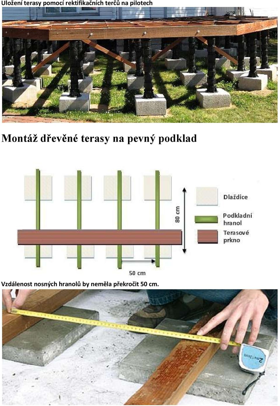 terasy na pevný podklad Vzdálenost