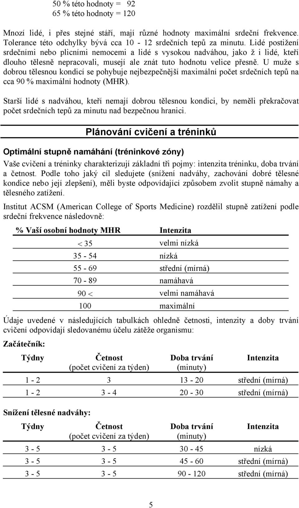 U muže s dobrou tělesnou kondicí se pohybuje nejbezpečnější maximální počet srdečních tepů na cca 90 % maximální hodnoty (MHR).