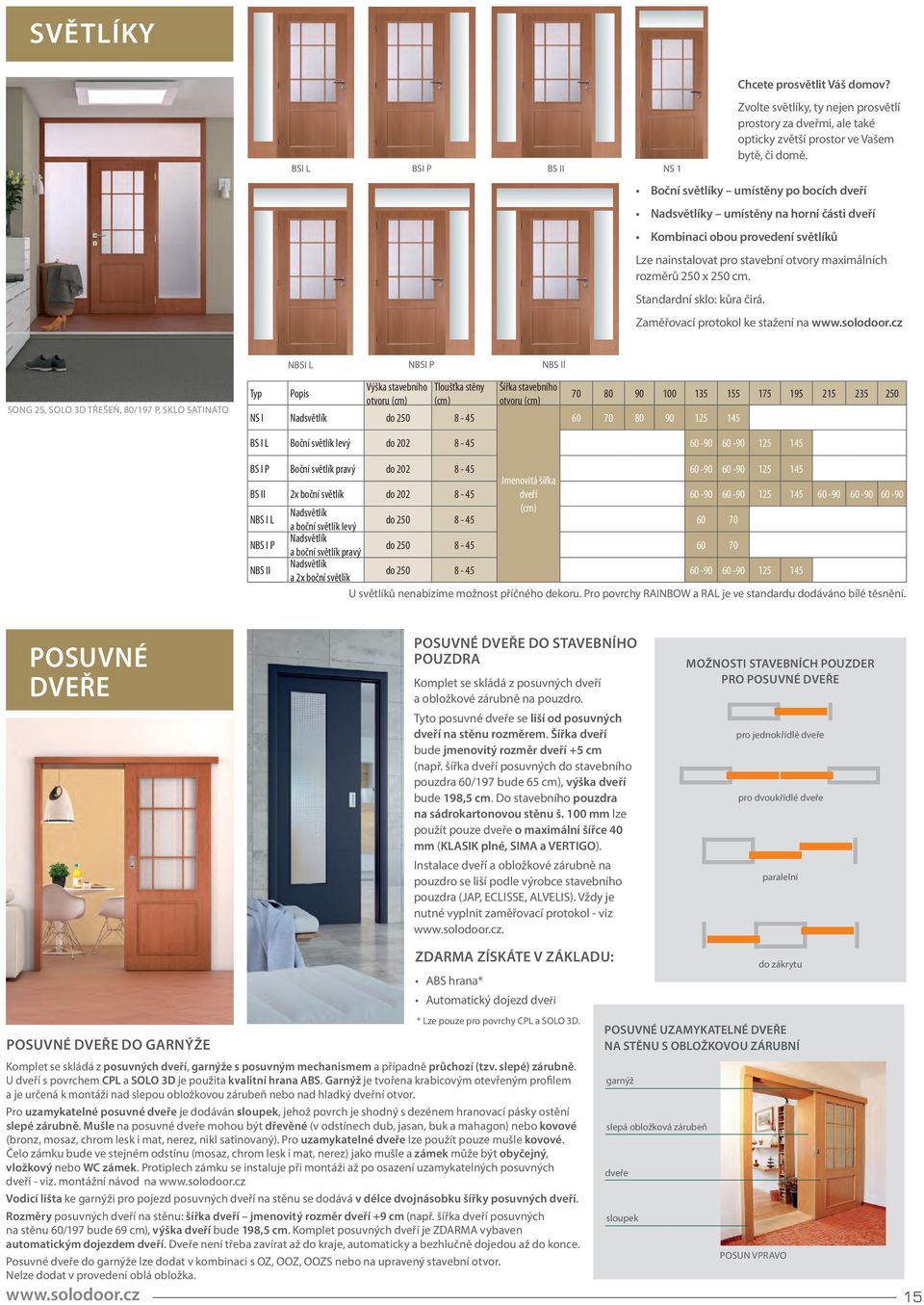 Standardní sklo: kůra čirá. Zaměřovací protokol ke stažení na www.solodoor.