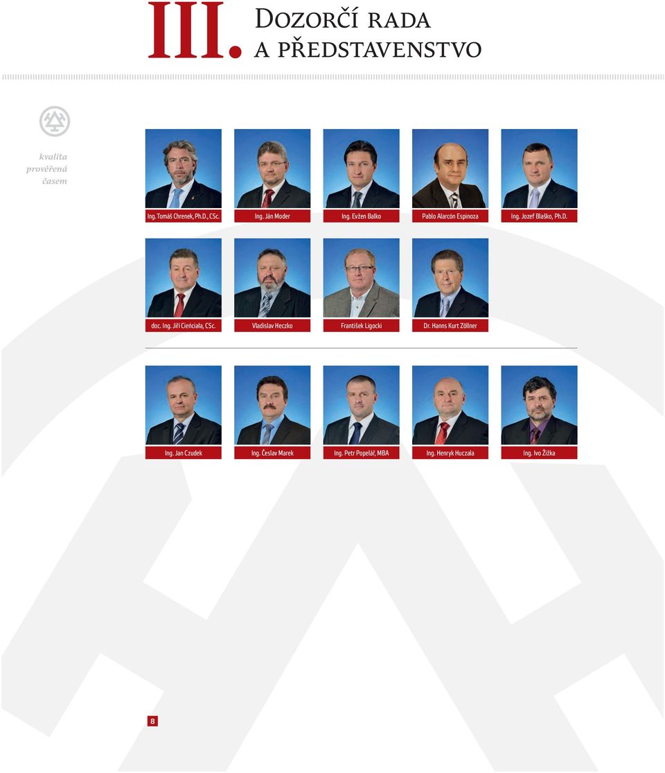Vladislav Heczko František Ligocki Dr. Hanns Kurt Zöllner Ing. Jan Czudek Ing.