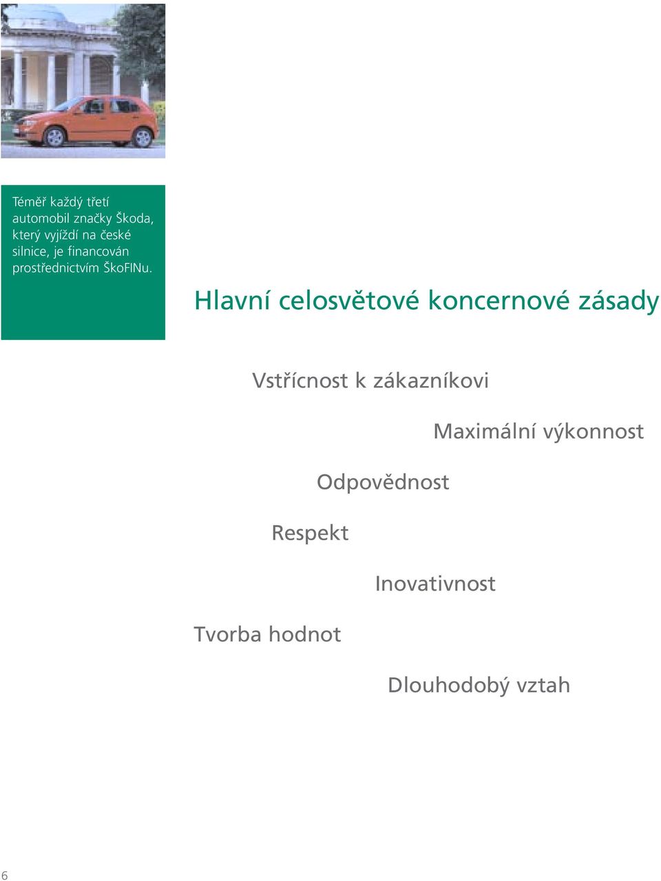 Hlavní celosvětové koncernové zásady Vstřícnost k zákazníkovi